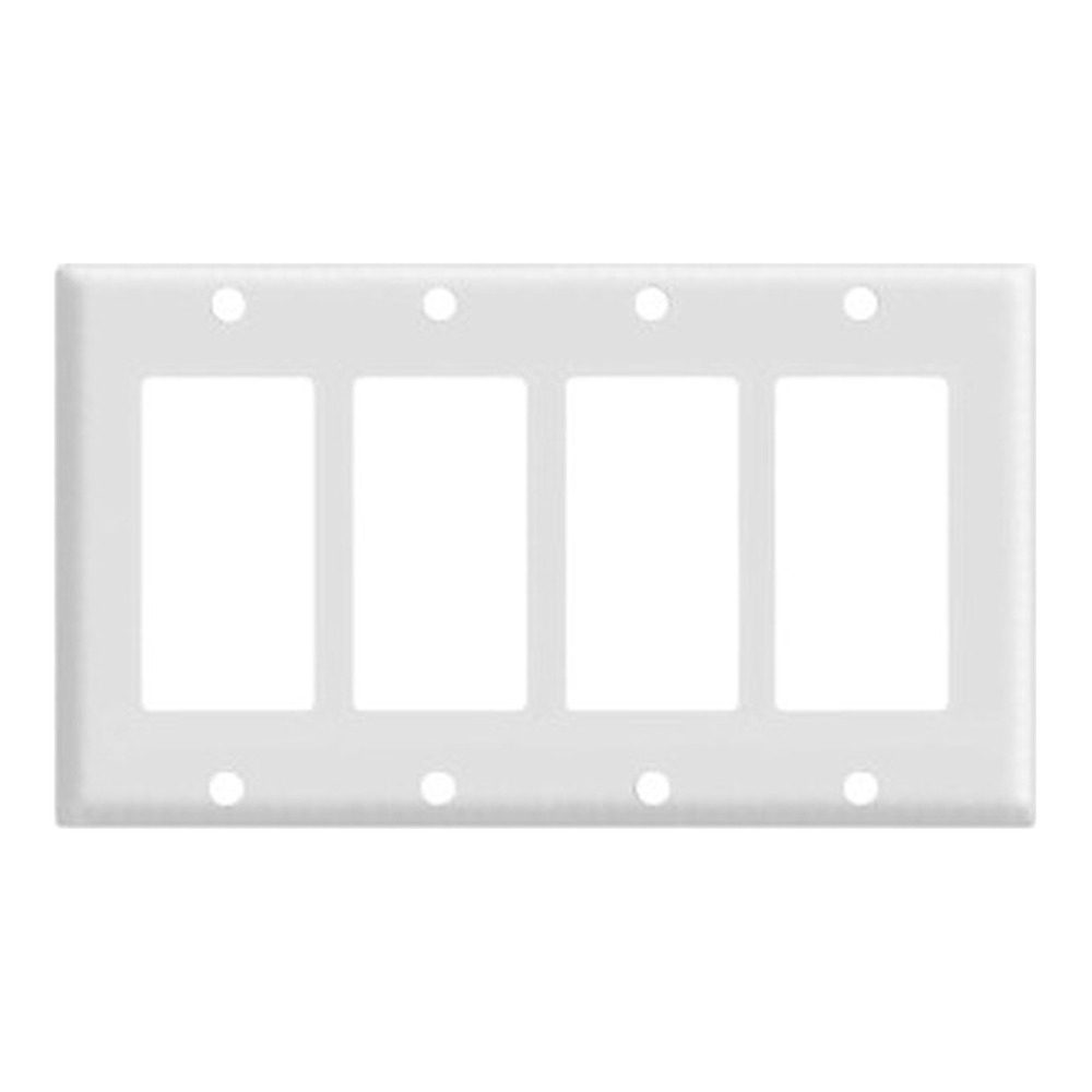 DECORATOR WALLPLATE | 4 GANG | WHITE | PLASTIC | V2