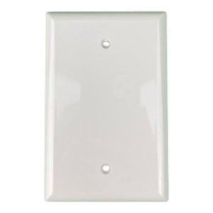 Blank Mid Size Wallplate - 1 Gang - White - Plastic - 20/Box