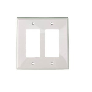 Decorator Mid Size Wallplate - 2 Gang- White - Plastic - 20/Box