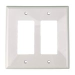 DECORATOR MID SIZE WALLPLATE | 2 GANG| WHITE | PLASTIC | 20/BOX
