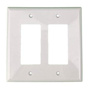 DECORATOR MID SIZE WALLPLATE | 2 GANG| WHITE | PLASTIC | 20/BOX