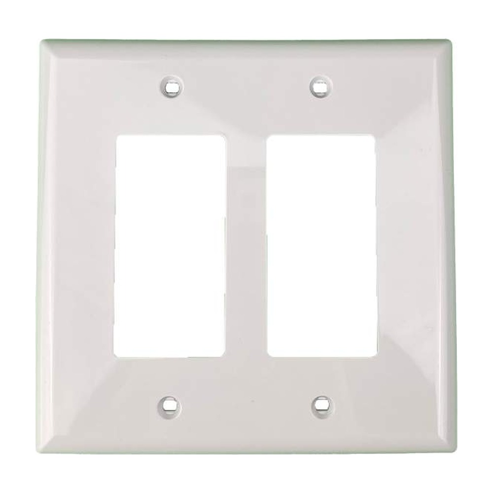 DECORATOR MID SIZE WALLPLATE | 2 GANG| WHITE | PLASTIC | 20/BOX