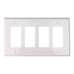 DECORATOR MID SIZE WALLPLATE | 4 GANG| WHITE | PLASTIC | 20/BOX