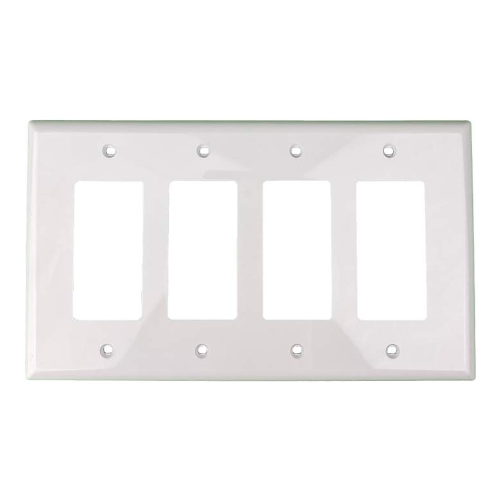 DECORATOR MID SIZE WALLPLATE | 4 GANG| WHITE | PLASTIC | 20/BOX
