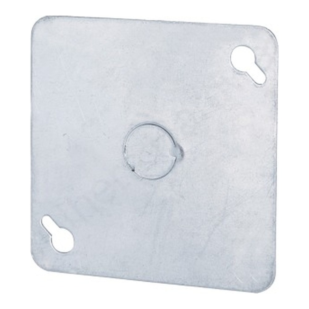 52C6 - BLANK 4’’ METALLIC BOX COVER WITH 1/2” CENTER KNOCKOUTS