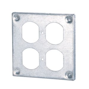 8371 - 2 Gang 4’’ Metallic Box Cover with 3/8” Raise for 2 Duplex