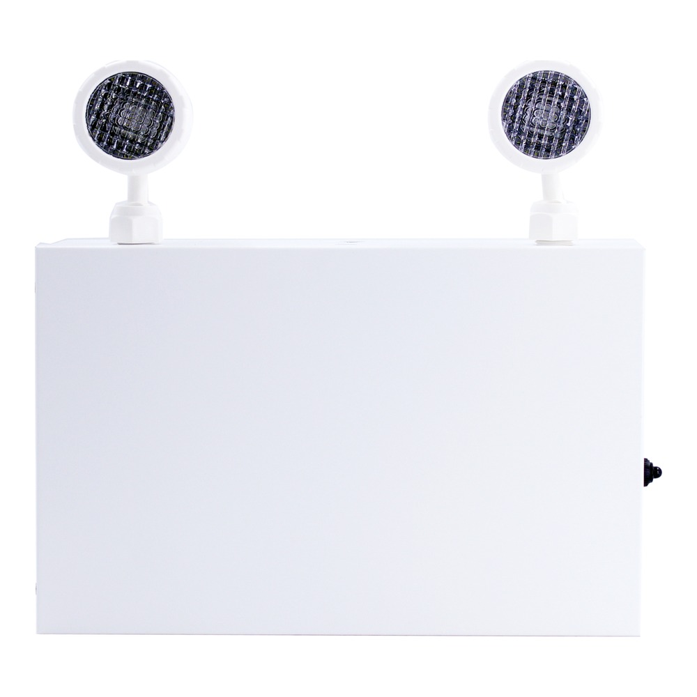 EMERGENCY LIGHT BATTERY W/ DOUBLE HEAD STEEL WHITE 120-347V 36W 30MINS LEAD ACID 2X2.0W