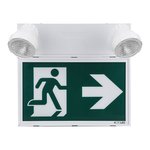 EML EMERGENCY LIGHTING, RUNNING MAN COMBO, 36W BATTERY, 2X2W HEADS, 120-347V, STEEL, WHITE