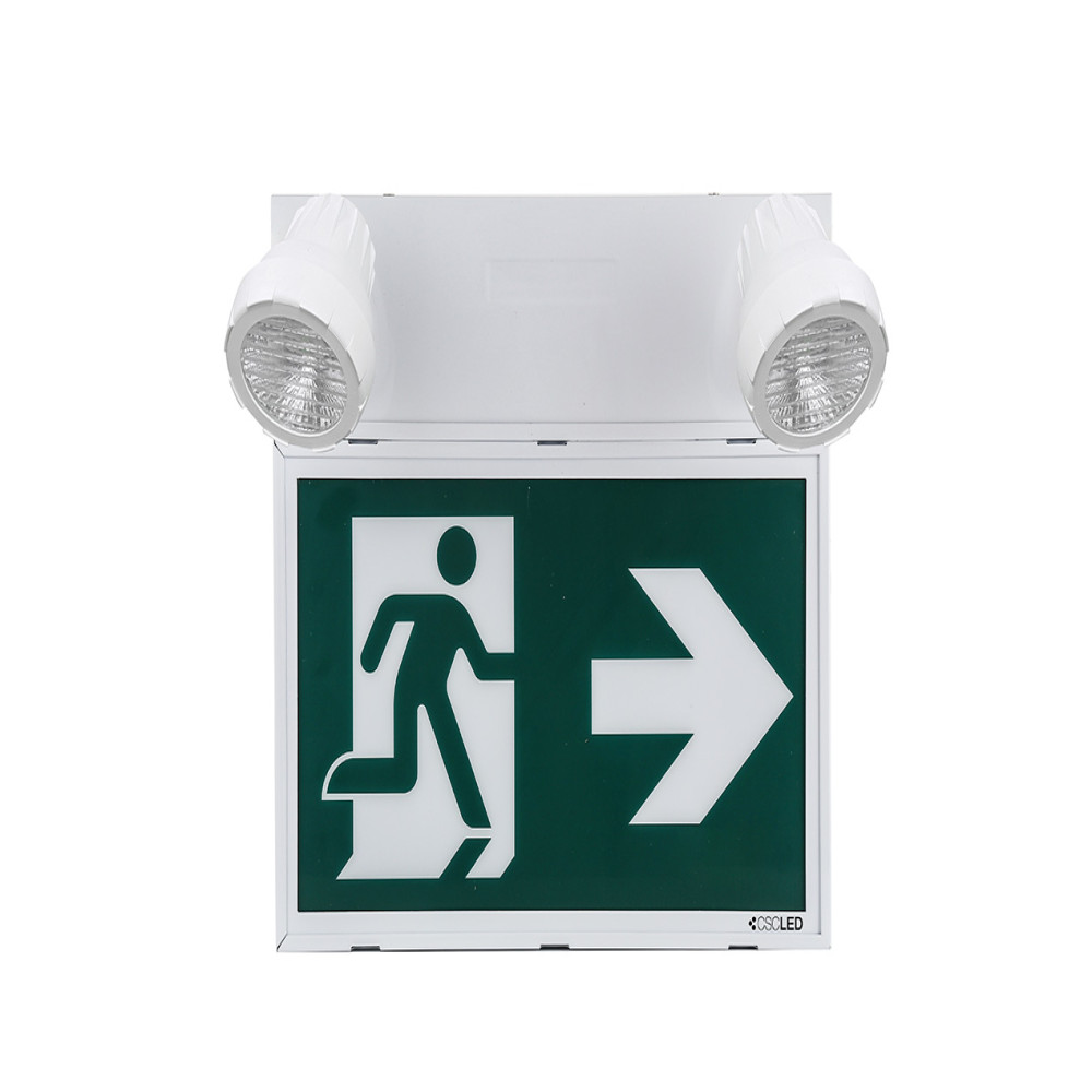 EML ÉCLAIRAGE D'URGENCE - COMBO BONHOMME QUI COURT - BATTERIE 36W - 2 TÊTES 2W - 120-347V - ACIER - BLANC