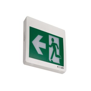 EML Emergency Lighting - Running Man Sign - Self-Powered - 120-347V - Thermoplastic - White - 5 Year Warranty