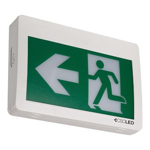 EML EMERGENCY LIGHTING, RUNNING MAN SIGN, 120-347V/6-24VDC, THERMOPLASTIC, WHITE