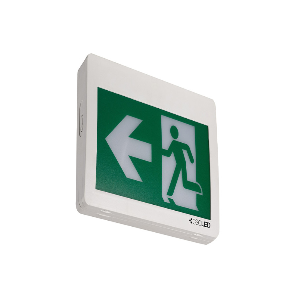 EML ÉCLAIRAGE D'URGENCE - ENSEIGNE HOMME QUI COURT - 120-347V/6-24VDC - THERMOPLASTIQUE - BLANC