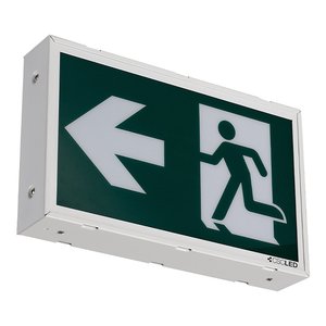 EML EMERGENCY LIGHTING, RUNNING MAN SIGN, SELF-POWERED, 120-347V, STEEL, WHITE