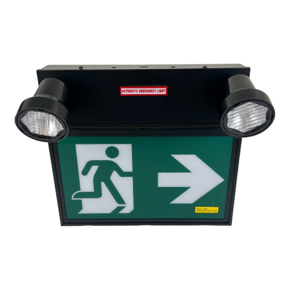 COMBO PANNEAU RUNNING MAN + 2 TÊTES + 36W BATTERIE DE SECOURS - 5W - 120-347V - NOIR - V1