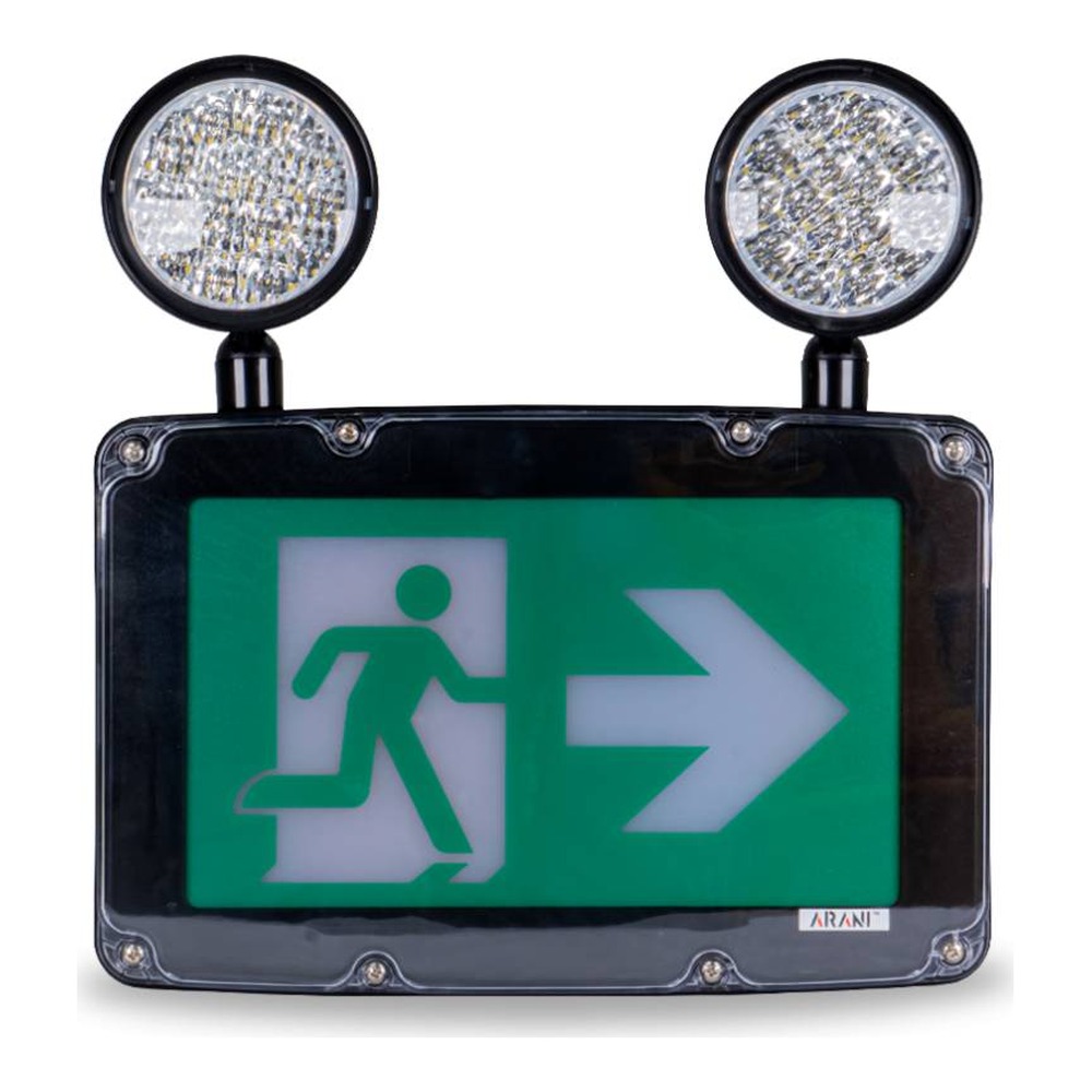 COMBO PLASTIQUE ÉTANCHE PANNEAU RUNNING MAN + 2 TÊTES - 5W - 120-347V - NOIR - V1