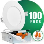 4-pack 4" LED Recessed Light 5CCT Wet Location Ring 2200K Matte White