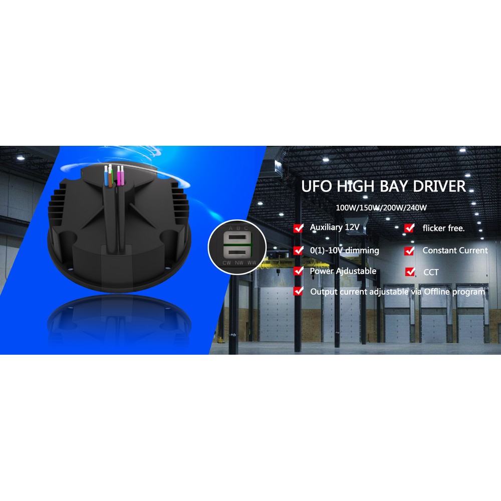 LED Driver Fahold 100-347VAC 27-56VDC 320W 4-9A Dimmable 1-10VDC UL Dry and Damp