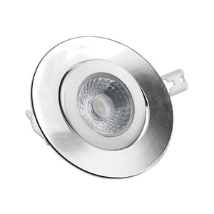FLP3.5G-8W-30K - ROUND - GIMBAL - LED 8W - 550 LUMENS. 43/4 DIAM. X 11/4 H. BEAM ANGLE OF 38°. HOLE TO DRILL OF 37/8. MOUNTING FRAME PF-378 OPTIONAL - BRUSHED STEEL