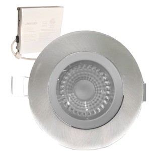 FLP4G-10W-30K - ROUND - GIMBAL - LED 10W - 750 LUMENS. BEAM ANGLE 38°. 47/8 DIAM. X 15/8 H. HOLE TO DRILL OF 41/4 OR 41/8. MOUNTING FRAME PF-414 OR PF-418 OPTIONAL - BRUSHED STEEL