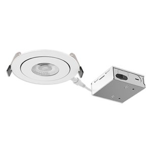 FLP4R-10W-30/40K - ROUND, ROTATING, ROTATING 360°, LED 10W, SELECTION SWITCHES 30K OR 40K, 750 LUMENS. BEAM ANGLE 38°. 47/8 DIAM. X 15/8 H. HOLE TO DRILL 41/4 OR 41/8. FRAME