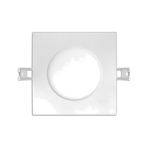 FLP4S-10W-30/40K - SQUARE, SELECTION SWITCHES 30K OR 40K. LED 10W, 750 LUMENS. BEAM ANGLE 110°. 47/8 DIAM. X 5/8 H. HOLE TO DRILL 41/4 OR 41/8. MOUNTING FRAME PF-414 OR PF-41