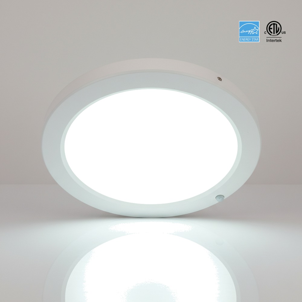 9 INCH LED FLUSH MOUNT WITH BUILT IN MOTION SENSOR.18W - 1500LUMENS - 5CCT - CRI80 - 120V TRIAC DIMMING