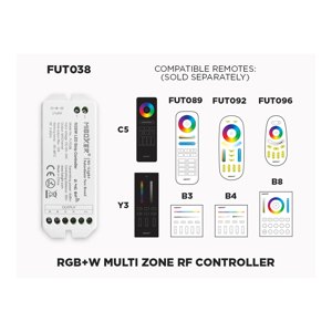 FUT038 - 1 TO 8 ZONES SELF REPEATING RF RGB+W LED CONTROLLER
