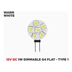 12V DC FLAT G4 LED BULBS 1W DIMMABLE