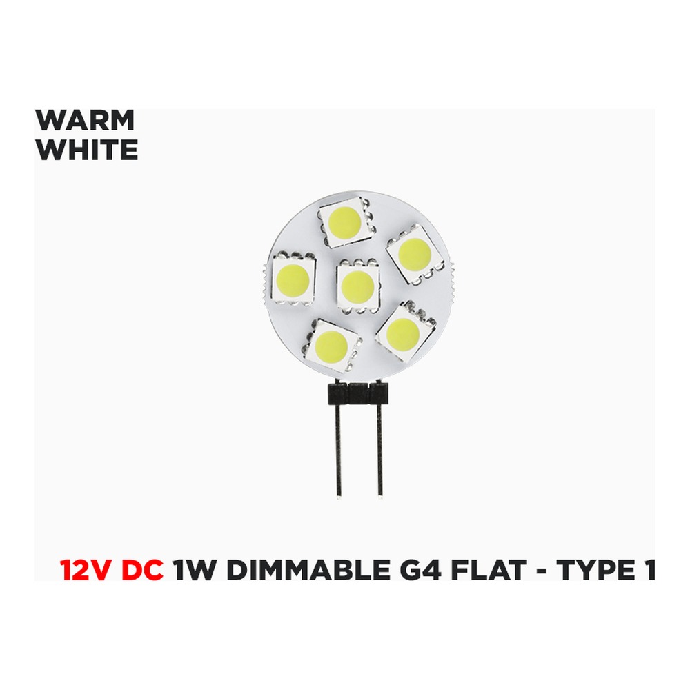 12V DC FLAT G4 LED BULBS 1W DIMMABLE