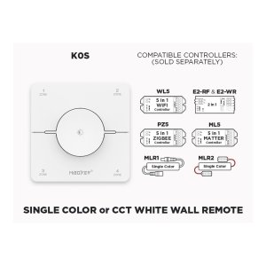 4 ZONE RF ROTATING WALL PANEL REMOTE FOR SINGLE COLOR AND CCT ADJUSTABLE WHITE (K0S)