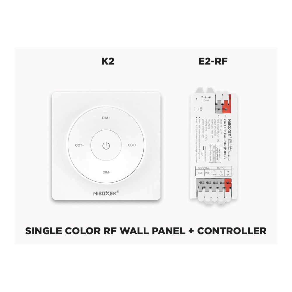 K2 KIT. 1 ZONE RF REMOVABLE MAGNETIC WALL REMOTE + E2-RF CONTROLLER