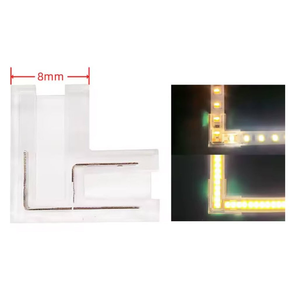 CONNECTEUR COB EN L 2 BROCHES 8MM POUR RUBAN LED