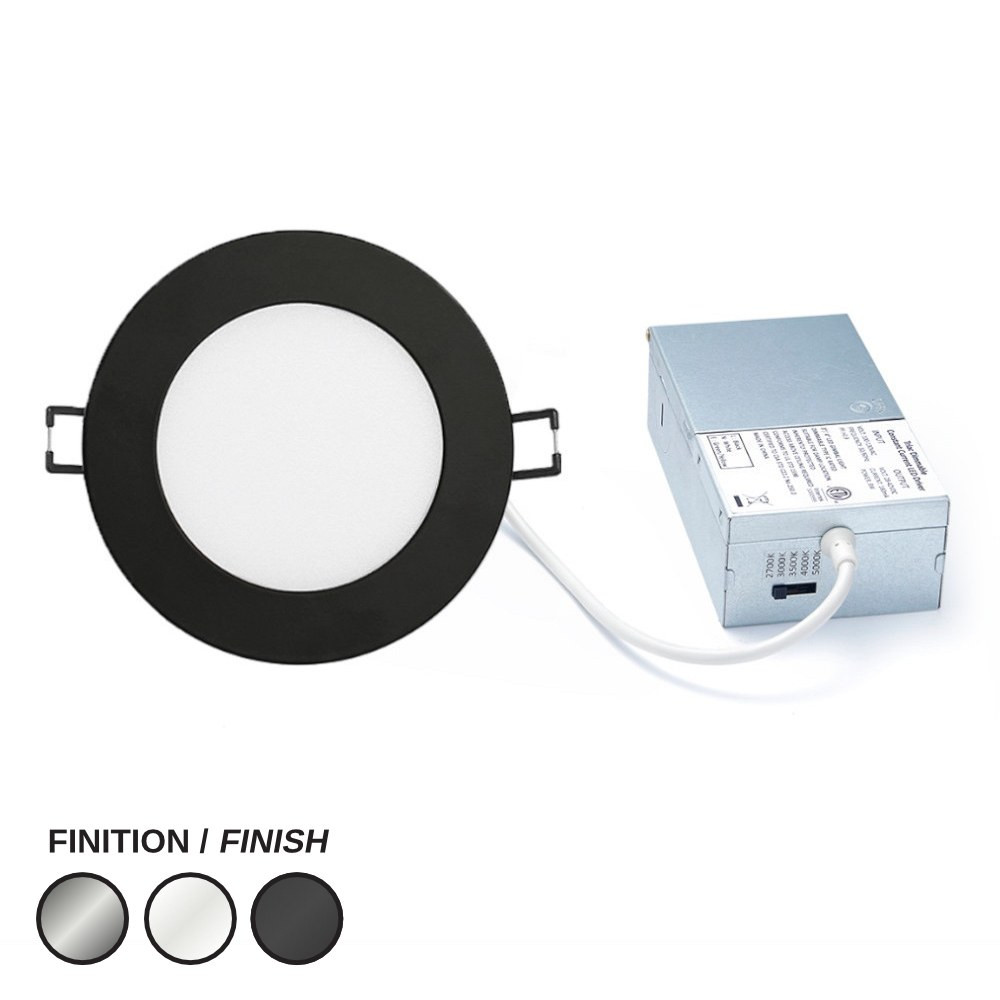 ROUND RECESSED DLF 4'' FLAT 120V 9W WHITE - 5CCT