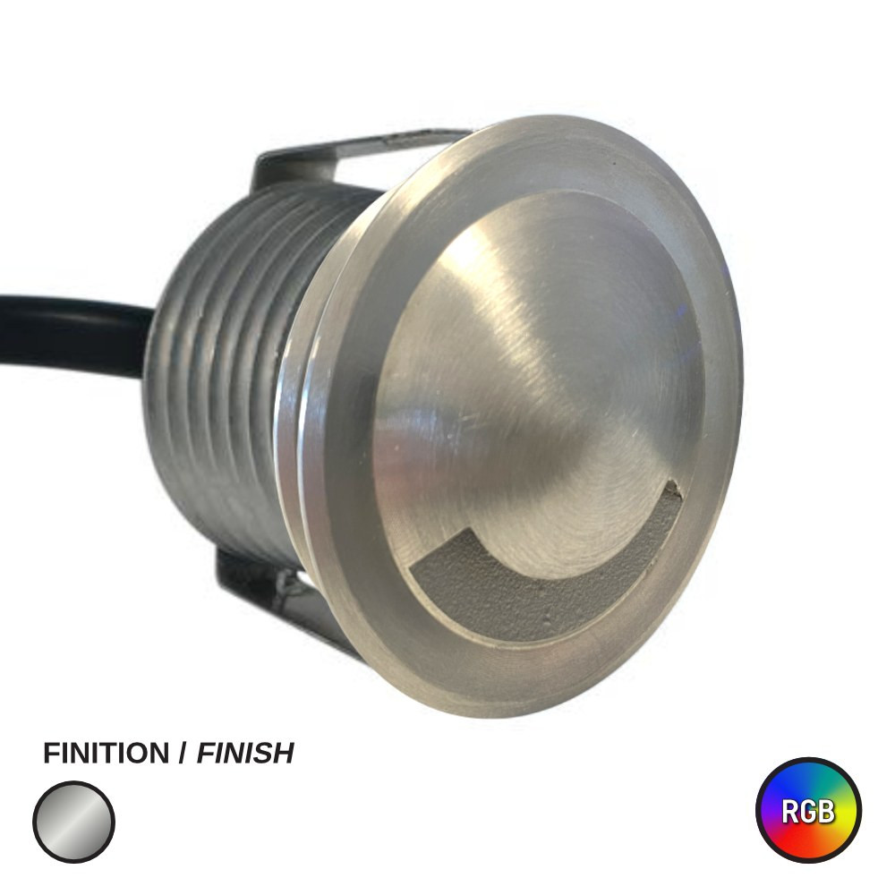 LED PUCK LIGHT #2000 ROUND 1 SIDE RGB BRUSHED STEEL