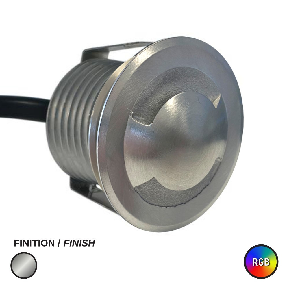 LED PUCK LIGHT #2000 ROUND 2 SIDES RGB BRUSHED STEEL