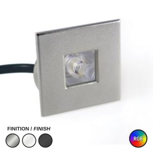 LED PUCK LIGHT #2000 SQUARE RGB BRUSHED STEEL