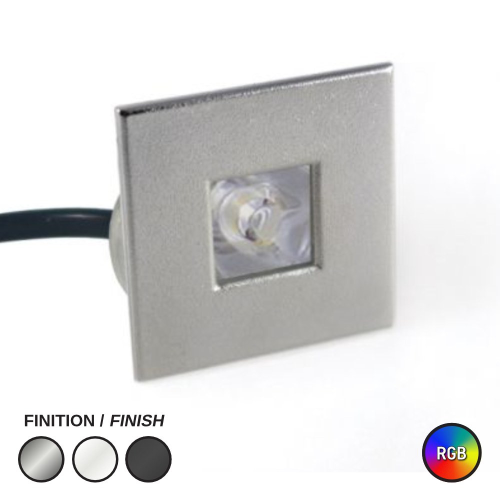 LED PUCK LIGHT #2000 SQUARE RGB BRUSHED STEEL