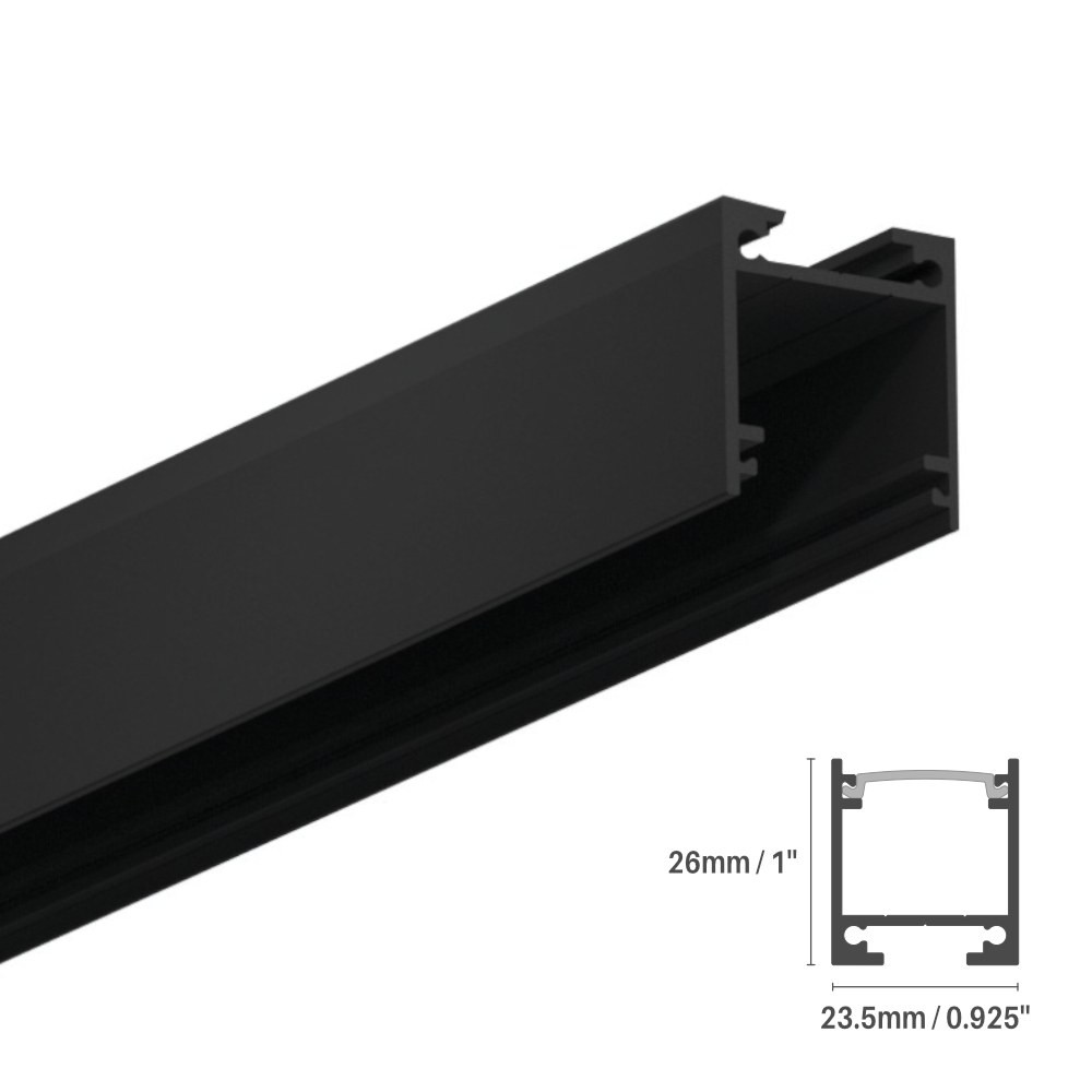 LED ALUMINUM PROFILE #145 - LCPROF-145-8FT-BK