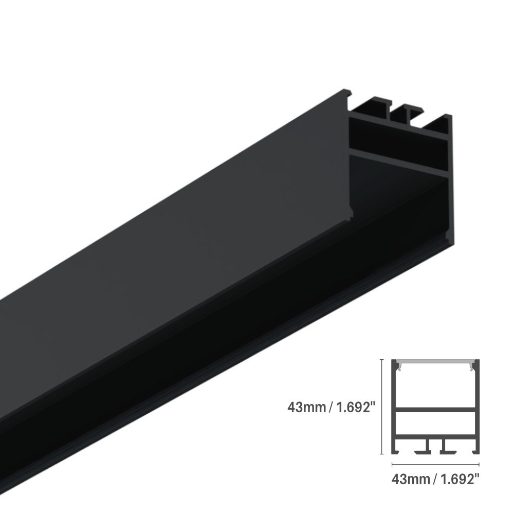 LED ALUMINUM PROFILE #49 - LCPROF-49-16FT-BK-LENS-OPAQ