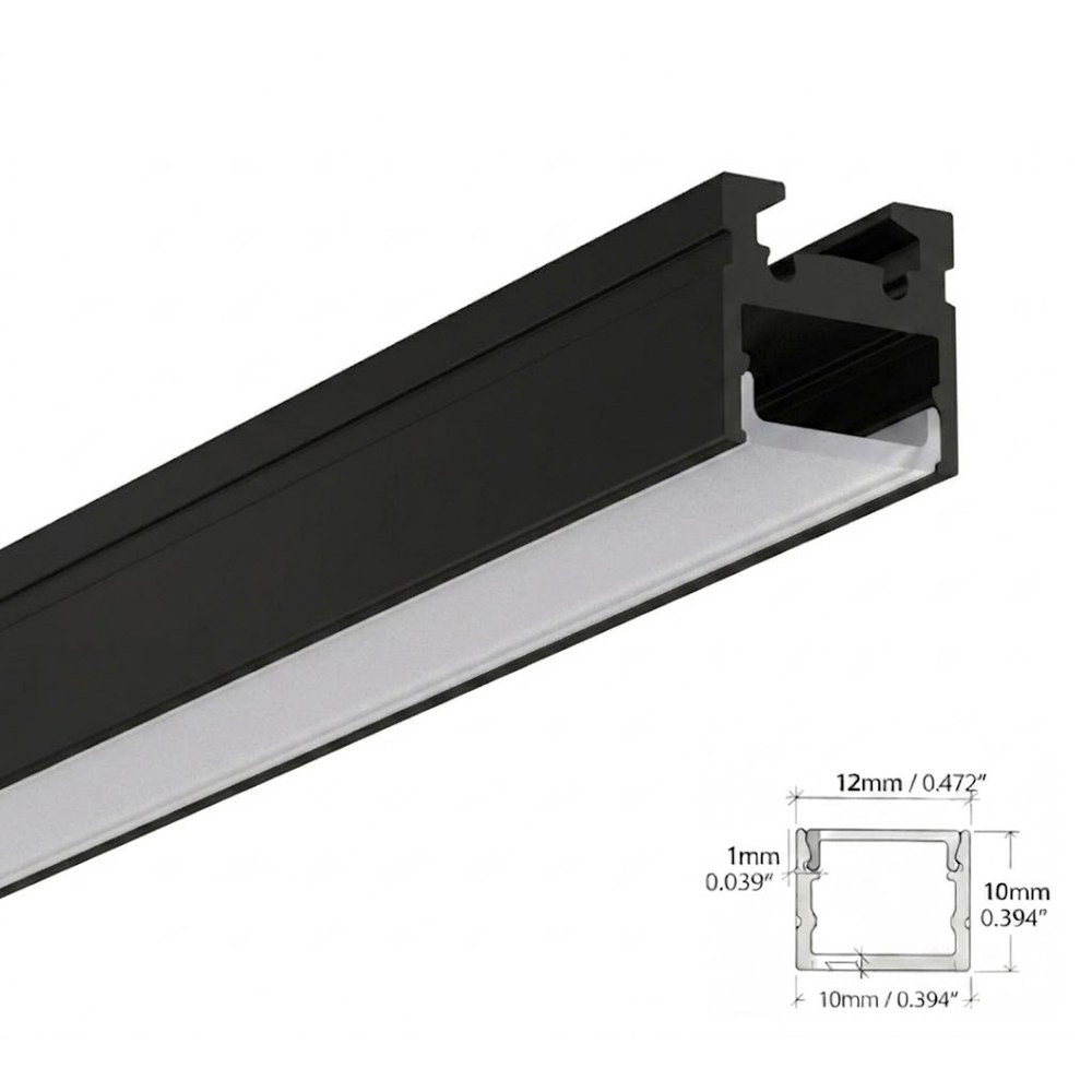 LED ALUMINUM PROFILE #80 - 8 PI - NOIR - LENTILLE OPAQUE