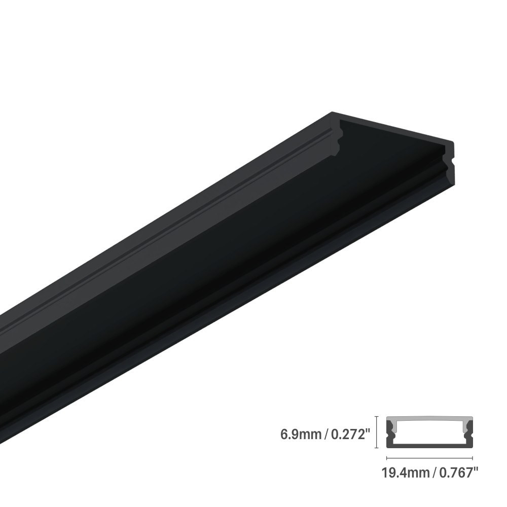 LED ALUMINUM PROFILE #84 - LCPROF-84-8FT-BK-LENS-OPAQ-BK