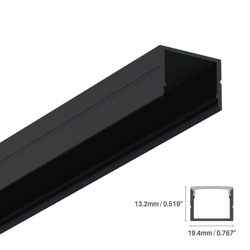 LED ALUMINUM PROFILE #85 - LCPROF-85-16FT-BK