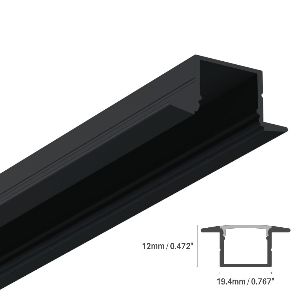 LED ALUMINUM PROFILE #86 - LCPROF-86-8FT-BK-LENS-OPAQ-BK