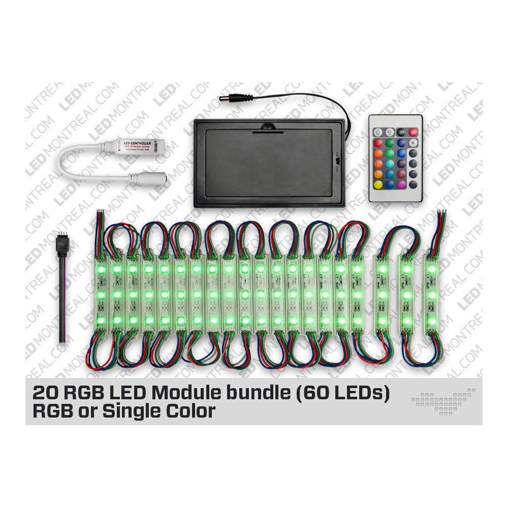 BATTERY POWERED 20 LED MODULE KIT (60 LEDS) RGB