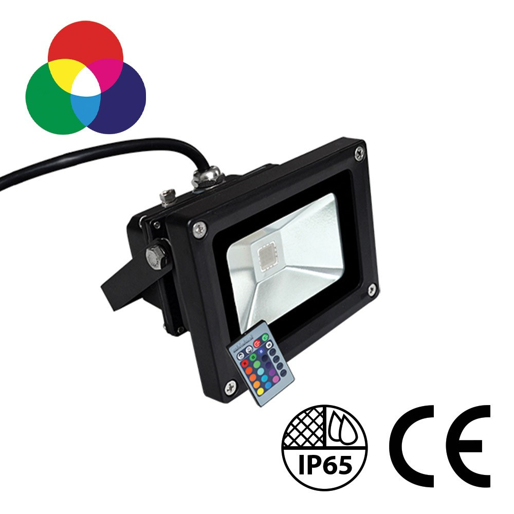 12V DC - OUTDOOR 10W RGB FLOODLIGHT - IR RGB REMOTE INCLUDED