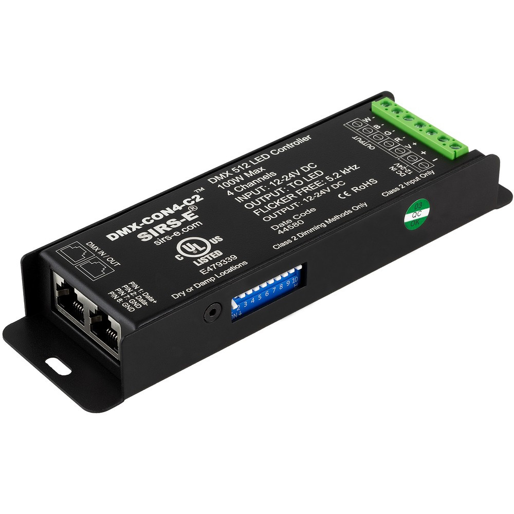 DÉCODEUR DMX NUMÉRIQUE 5 CANAUX - ENTRÉE 12-24V CC - 8A PAR CANAL - CONTRÔLES INTÉGRÉS