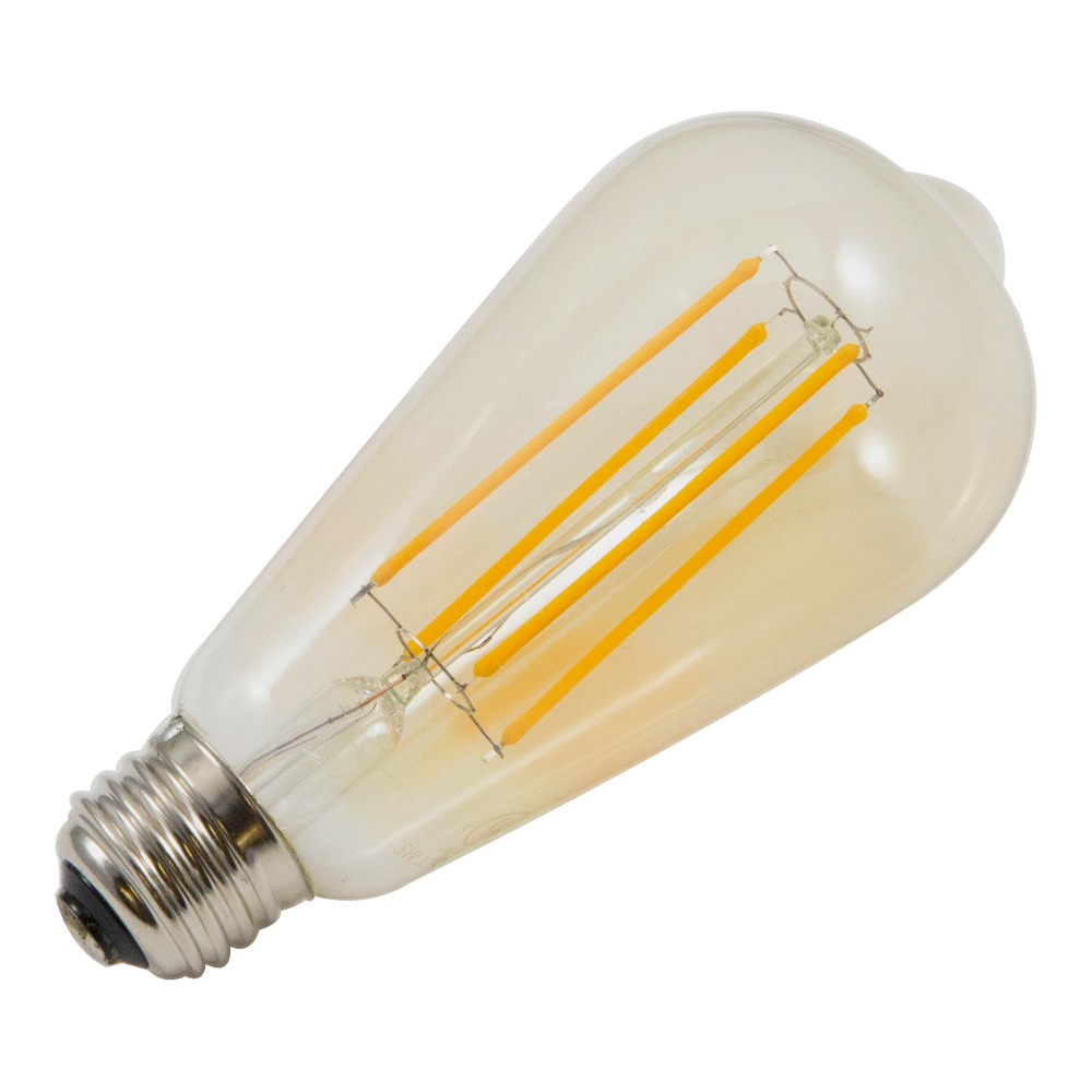 VINTAGE FILAMENT LED LIGHT BULB, ST64, E26 BASE, GLASS, 120V AC, 5W, 2200K WARM WHITE, UL APPROVED
