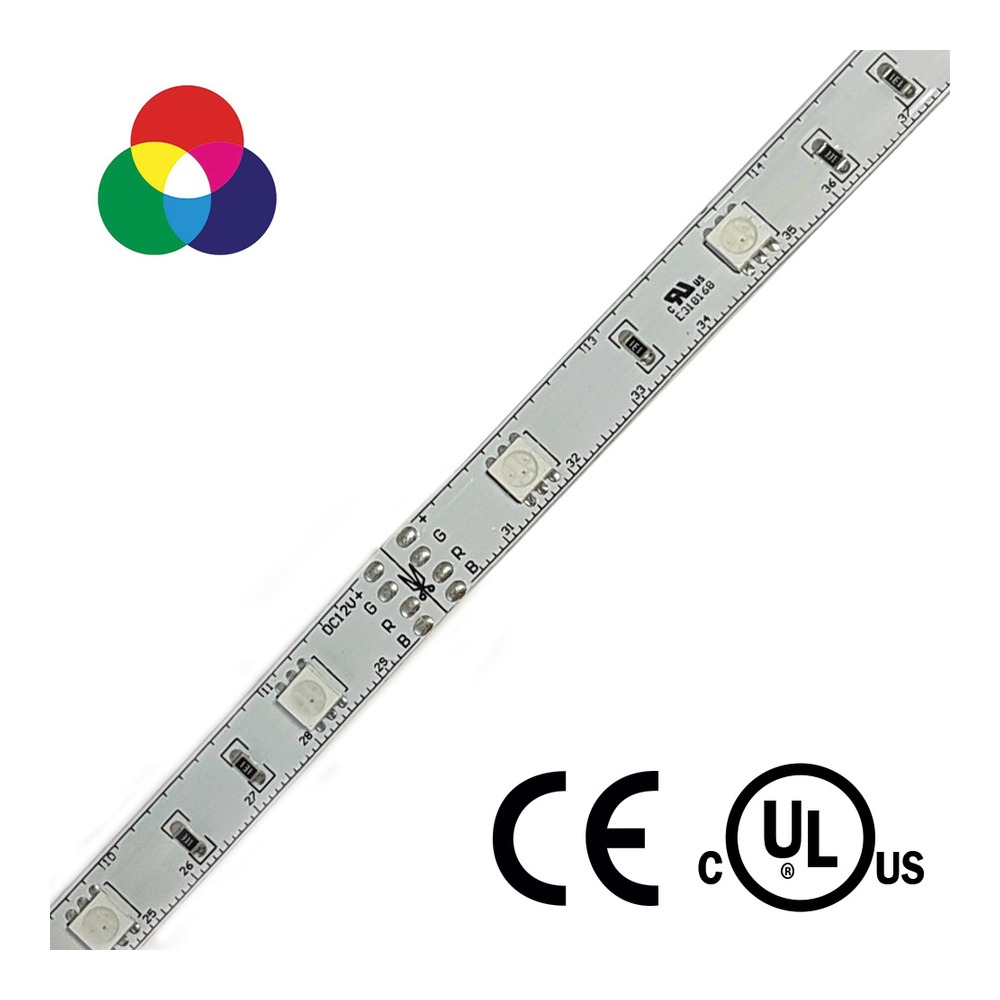 INDOOR, 12V DC, RGB TAPE, 25M (82'), 7.2W/M (2.2W/FT), 30 LEDS/M, DIMMABLE, UL APPROVED, RGB