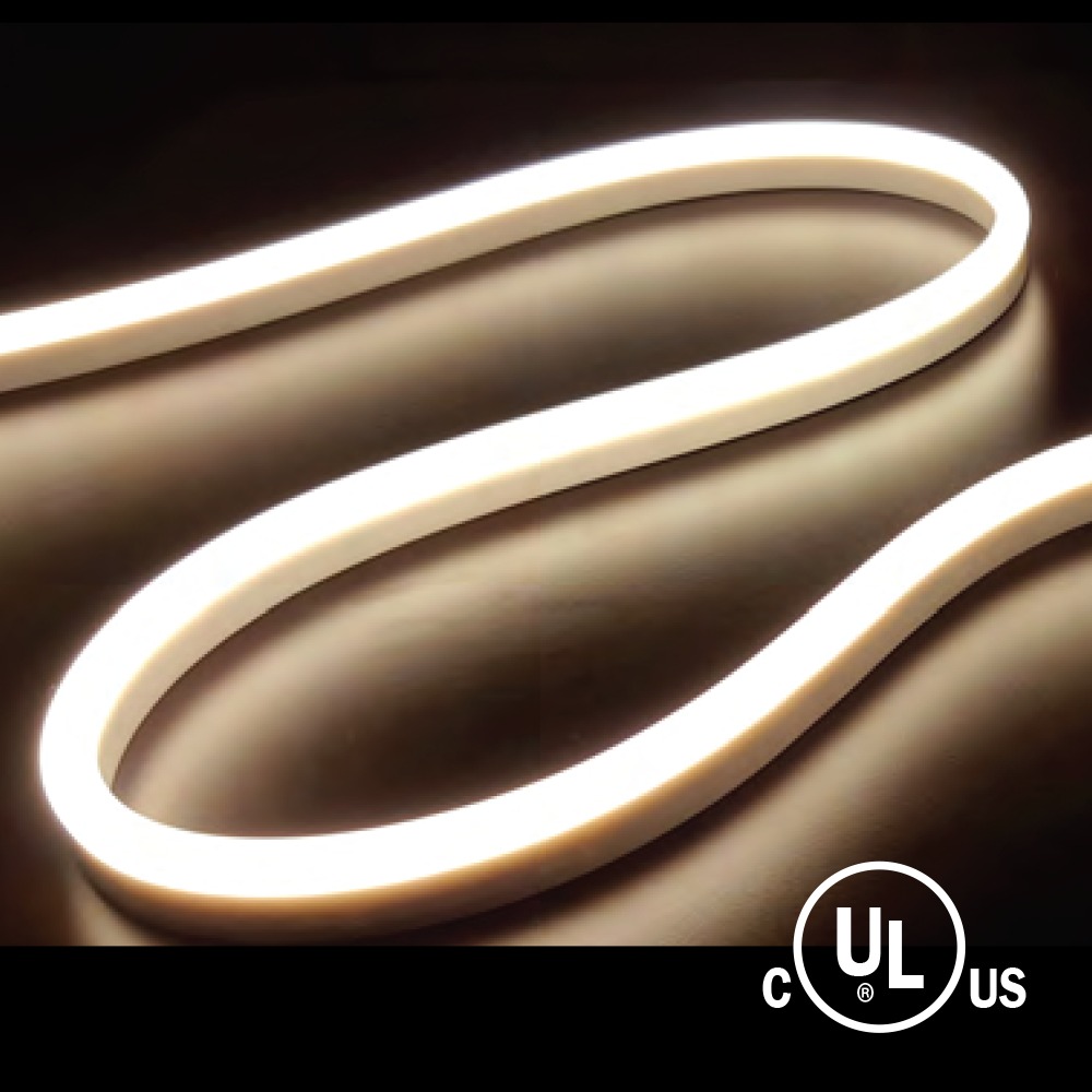 SINGLE COLOR NEON, COMMERCIAL GRADE, 24V, 10M (32.8'), 9.6W/M (2.9W/FT), OUTDOOR RATED UV PROTECTED SILICONE, WARM WHITE 3500K, UL APPROVED