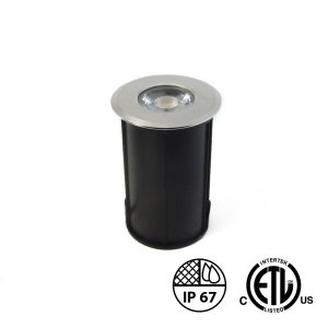 LUMINAIRE LED ENCASTRÉ AU SOL RD13 POUR TERRASSE ET ESCALIER - 3W - 12V DC - EXTÉRIEUR IP67 - 3000K